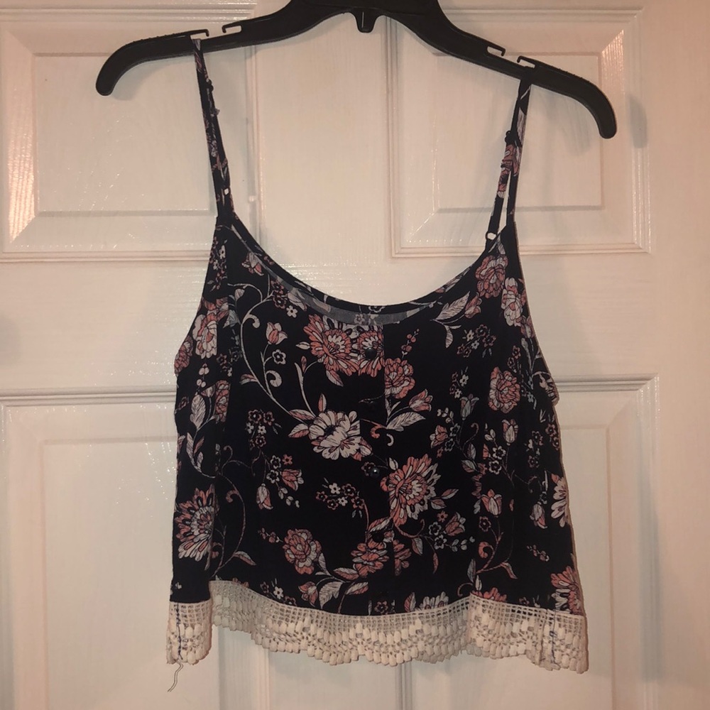 SOLD Charlotte Russe Floral and Lace Crop Top